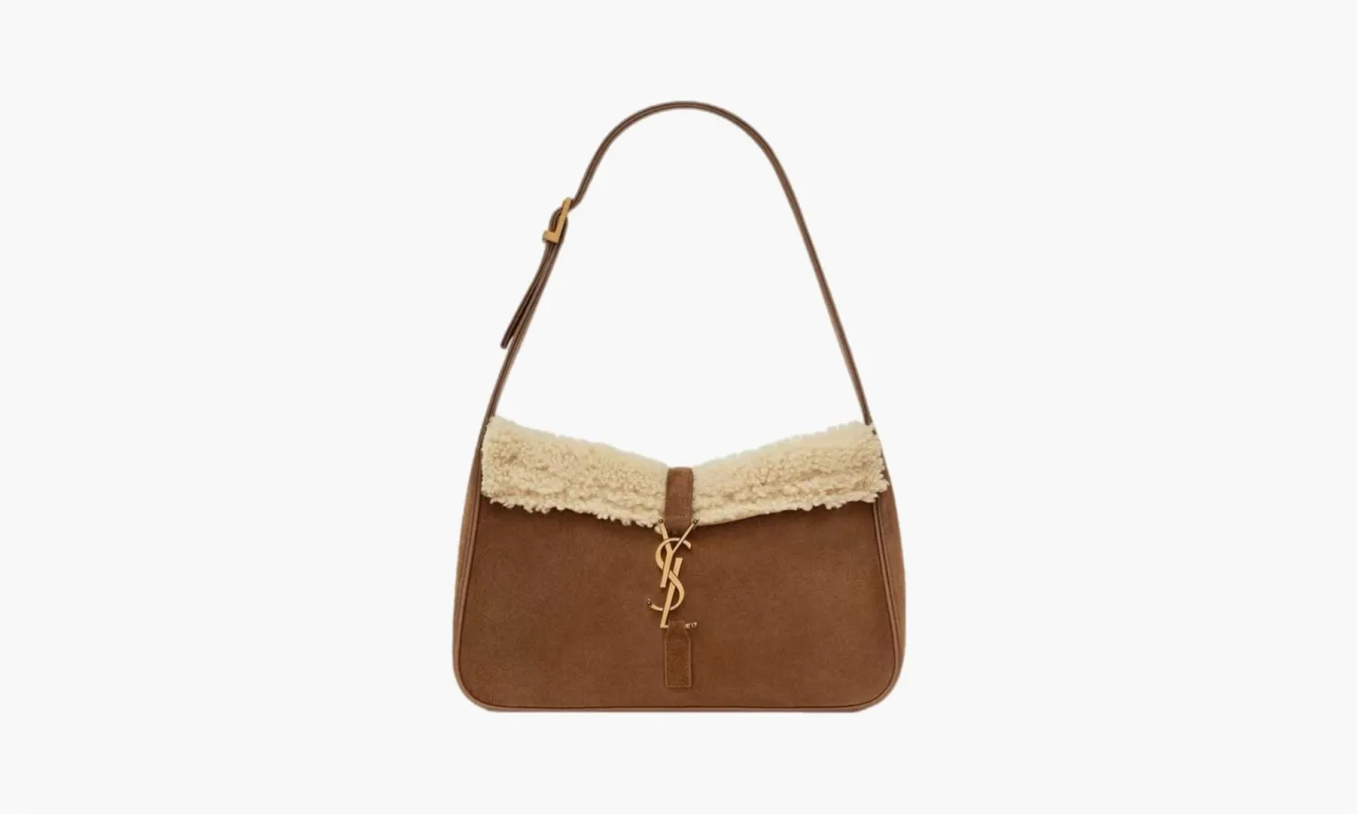 Saint Laurent Le 5 À 7 Suede Hobo Bag «Dark Cigar/Natural Beige»