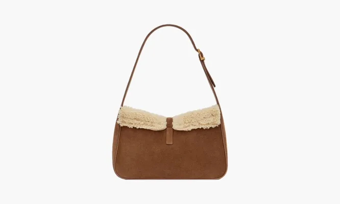 Сумки Saint Laurent Le 5 À 7 Suede Hobo Bag «Dark Cigar/Natural Beige» коричневый