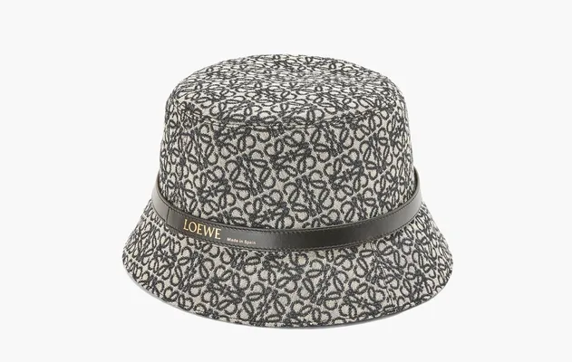 Аксессуары Loewe Anagram Jacquard and Calfskin Leather Bucket «Navy/Black» серый