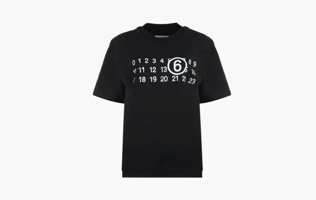 Одежда MM6 Maison Margiela Number Logo Cotton Crewneck T-Shirt «Black» черный
