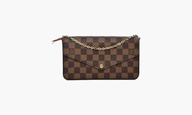 Сумки Louis Vuitton Pochette Felicie Damier Ebene «Cerise Red Lining» коричневый