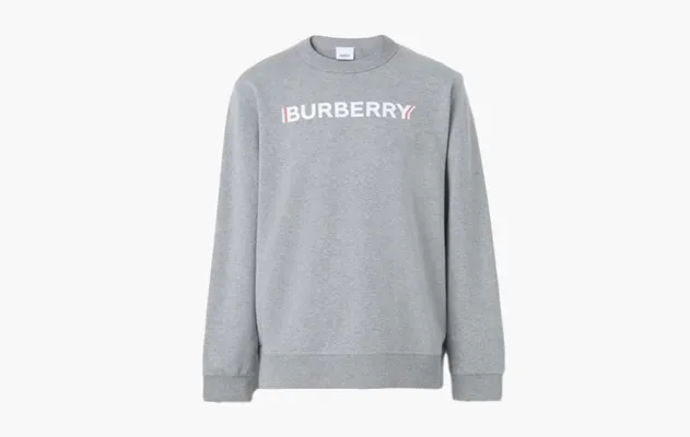 Одежда Burberry Logo Print Cotton Sweatshirt «Pale Grey Melange» серый