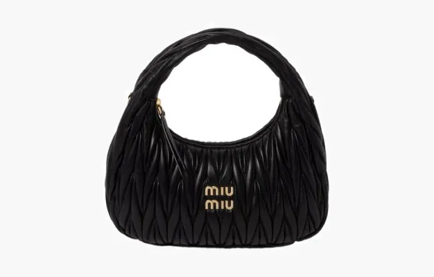 Сумки Miu Miu Wander Matelasse Nappa Leather Mini Hobo Bag «Black» черный