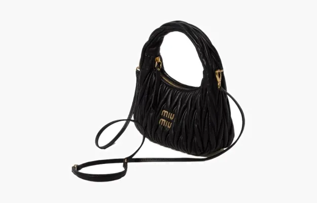 Сумки Miu Miu Wander Matelasse Nappa Leather Mini Hobo Bag «Black» черный