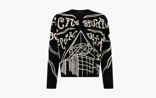 Одежда Acne Studios Jacquard Logo Jumper «Black Ecru» черный