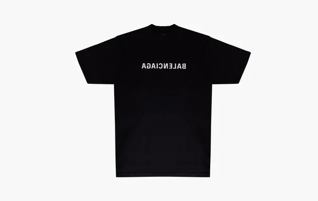 Одежда Balenciaga Logo Mirror Print Medium Fit T-Shirt «Black» черный