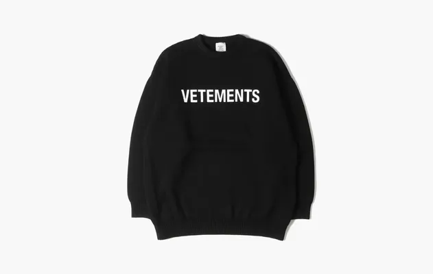 Одежда Vetements Logo Intarsia Knit «Black» черный