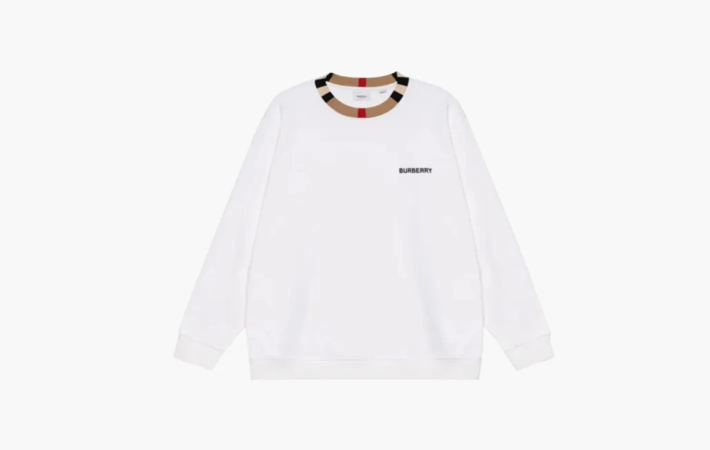 Burberry Icon Stripe Trim Cotton Sweatshirt «White»