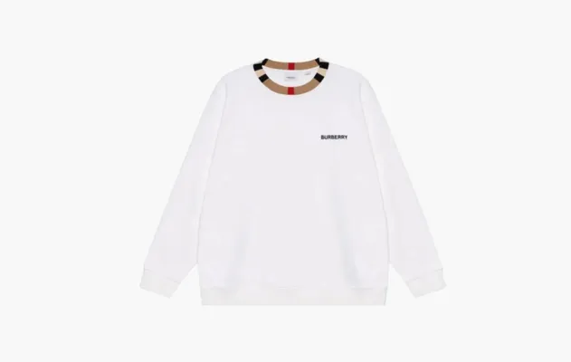 Одежда Burberry Icon Stripe Trim Cotton Sweatshirt «White» белый