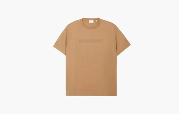 Одежда Burberry Logo Print Cotton Oversized T-shirt «Camel» бежевый