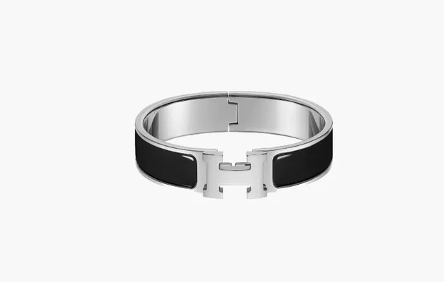Аксессуары Hermes Clic H Bracelet «Palladium & Noir» черный