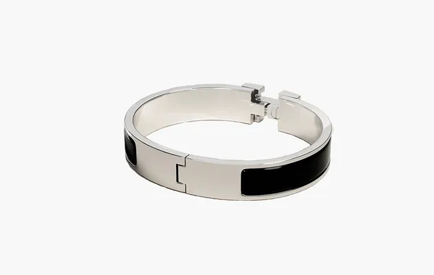 Аксессуары Hermes Clic H Bracelet «Palladium & Noir» черный
