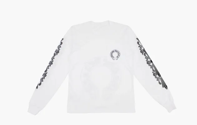 Одежда Chrome Hearts Floral Horseshoe L/S T-shirt «White» белый