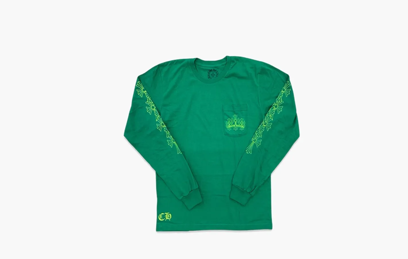 Chrome Hearts Cemetery Cross L/S T-Shirt «Kelly Green/Glo Green»