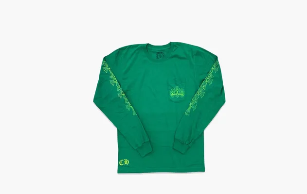 Одежда Chrome Hearts Cemetery Cross L/S T-Shirt «Kelly Green/Glo Green» зеленый