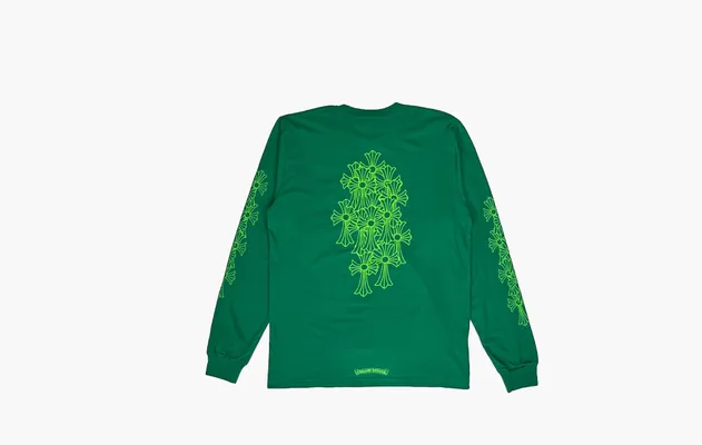 Одежда Chrome Hearts Cemetery Cross L/S T-Shirt «Kelly Green/Glo Green» зеленый