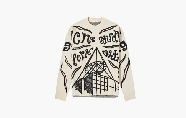 Одежда Acne Studios Jacquard Logo Jumper «Ecru» бежевый