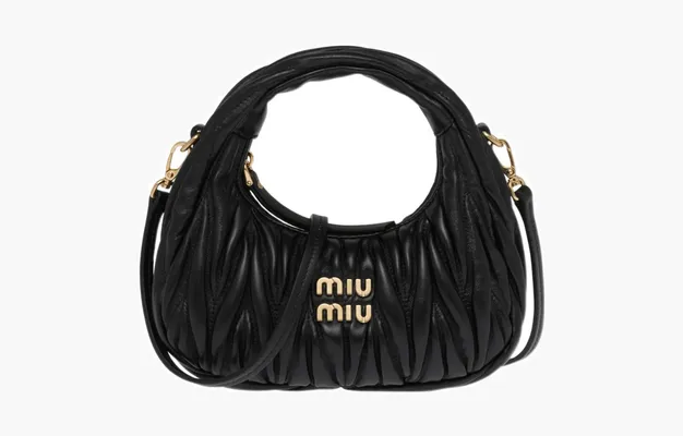 Сумки Miu Miu Wander matelassé nappa leather hobo mini-bag «Black» 
