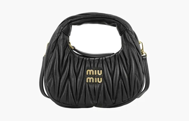Сумки Miu Miu Wander matelassé nappa leather hobo mini-bag «Black» 