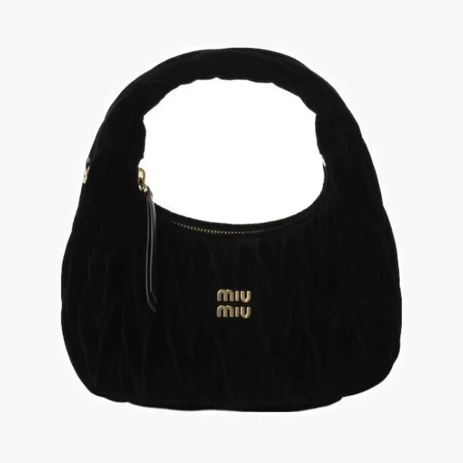 Miu Miu Wonder Matelasse Velvet Shoulder Bag «Black»