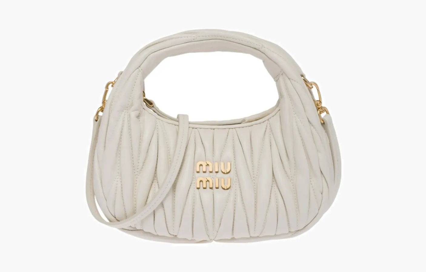 Miu Miu Wander matelassé nappa leather hobo mini-bag «White»