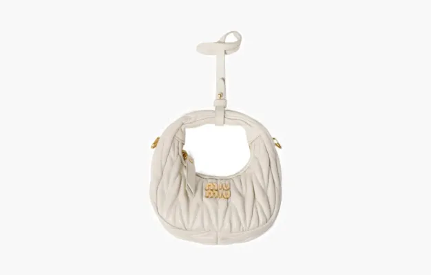 Сумки Miu Miu Wander matelassé nappa leather micro hobo bag «White» 