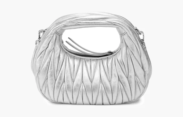Сумки Miu Miu Matelassé Nappa Leather Hobo Mini Bag «Argento» 