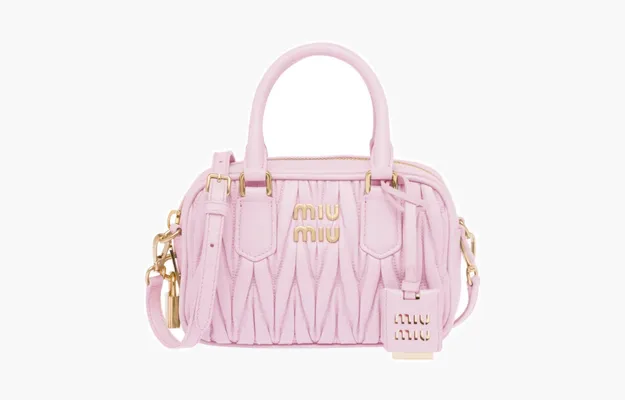 Сумки Miu Miu Matelassé Nappa Leather Top-handle Bag «Pink» розовый