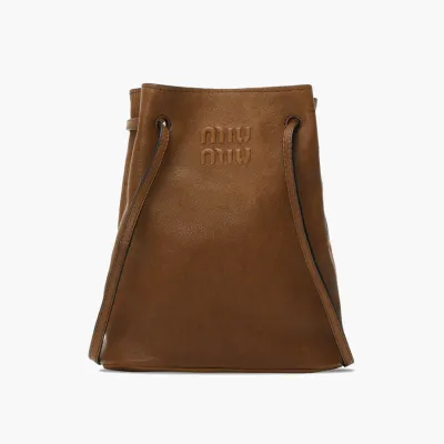 Сумки Miu Miu Nappa Bucket Logo Bag «Brown» 