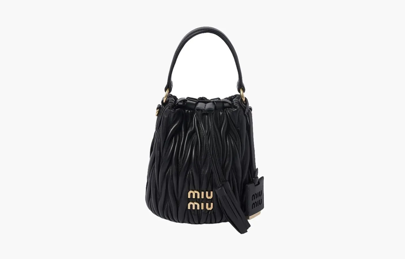 Miu Miu Matelassé nappa leather bucket bag «Black»