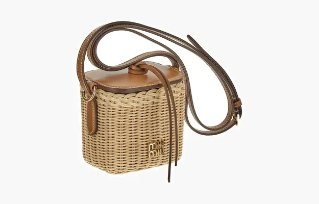 Сумки Miu Miu Woven Fabric and Leather Micro-Bag «Tan/Caramel» 
