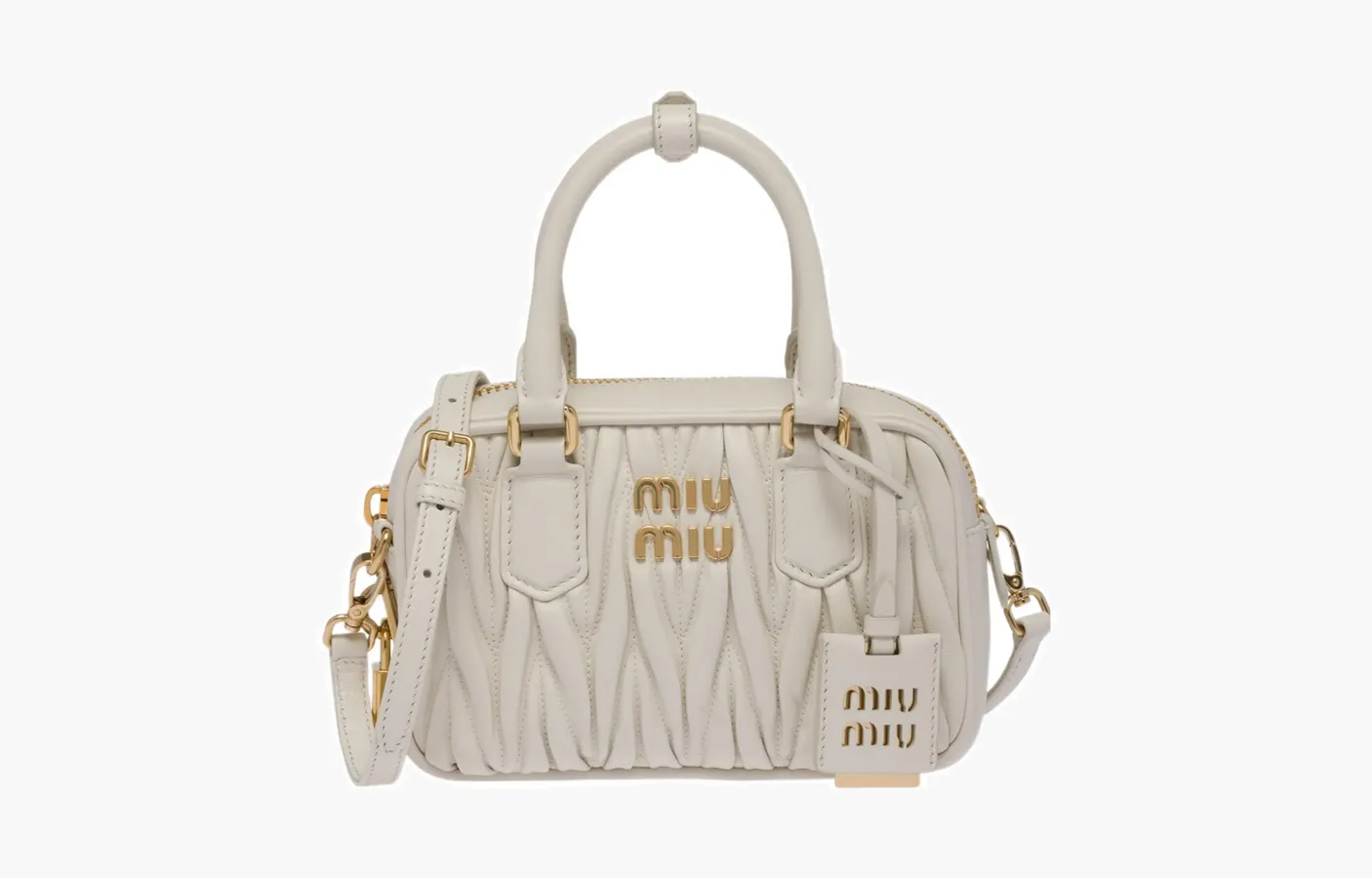 Miu Miu Matelasse Nappa Leather Top-Handle Bag «White»