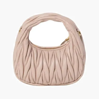Сумки Miu Miu Wander matelassé nappa leather hobo mini-bag «Powder Pink» 