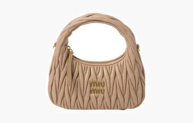 Сумки Miu Miu Wander Materasse Nappa Leather Mini Hobo Tote Bag «Beige» 