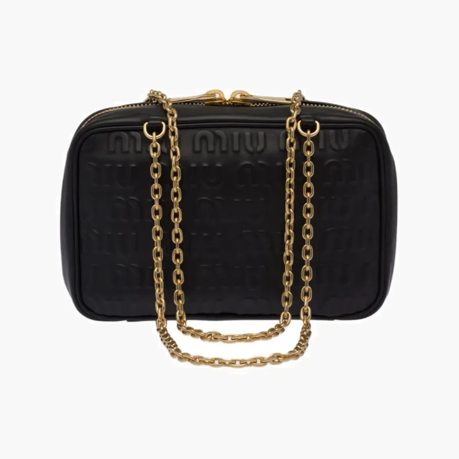 Miu Miu Logo-embossed Leather Shoulder Bag «Black»