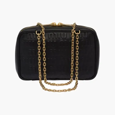 Сумки Miu Miu Logo-embossed Leather Shoulder Bag «Black» 