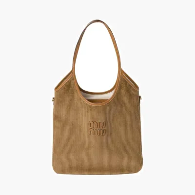 Сумки Miu Miu Ivy corduroy shopping bag «Cinnamon» 