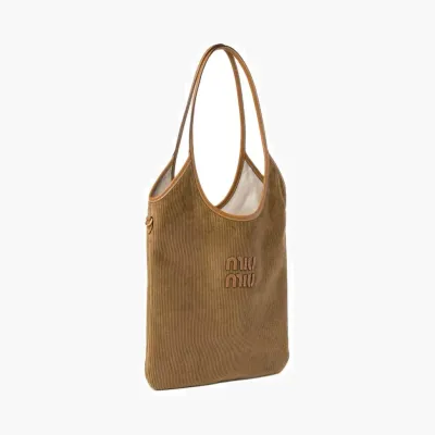 Сумки Miu Miu Ivy corduroy shopping bag «Cinnamon» 