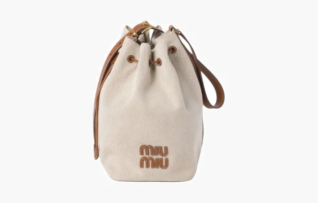 Сумки Miu Miu Canvas and leather bucket bag «Beige/Brandy» 