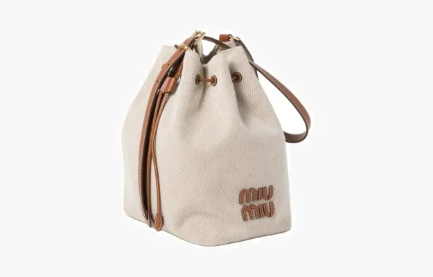 Сумки Miu Miu Canvas and leather bucket bag «Beige/Brandy» 