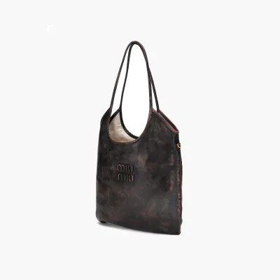 Сумки Miu Miu Ivy Leather Bag In Leather-Embossed «Sand Coffee» 