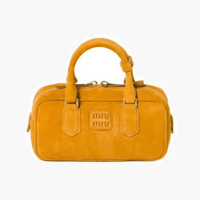 Сумки Miu Miu Arcadie padded suede top-handle bag «Whiskey» желтый