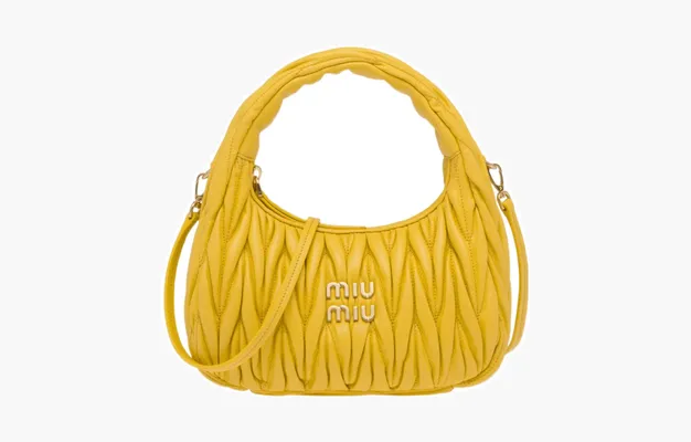 Сумки Miu Miu Matelasse Nappa Leather Mini Hobo Bag «Sunny Yellow» 