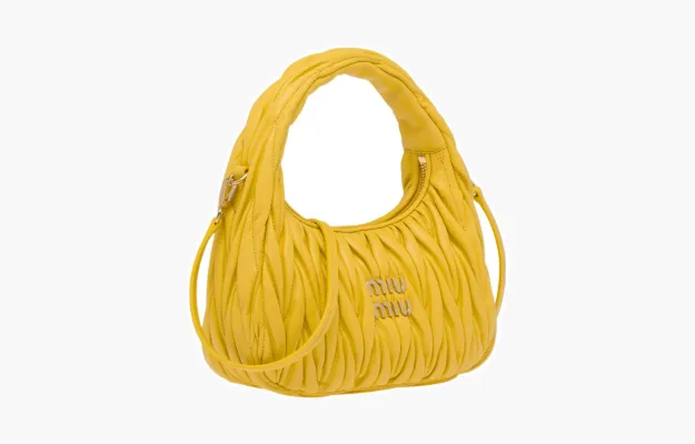 Сумки Miu Miu Matelasse Nappa Leather Mini Hobo Bag «Sunny Yellow» 