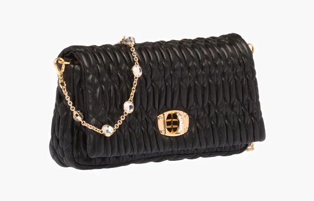 Сумки Miu Miu Crystal Cloque Nappa Leather Shoulder Bag «Black» 