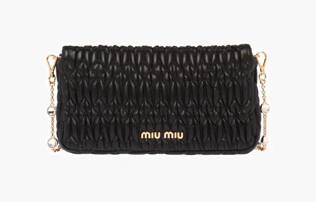 Сумки Miu Miu Crystal Cloque Nappa Leather Shoulder Bag «Black» 