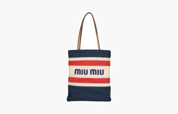 Сумки Miu Miu Crochet Tote Bag In «Beige-Blue» 