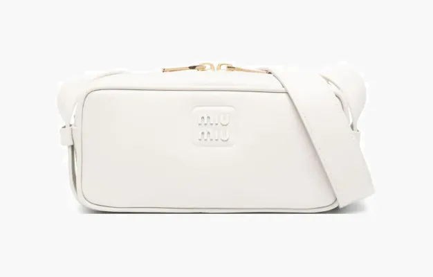 Сумки Miu Miu Logo-plated leather shoulder bag «White» 