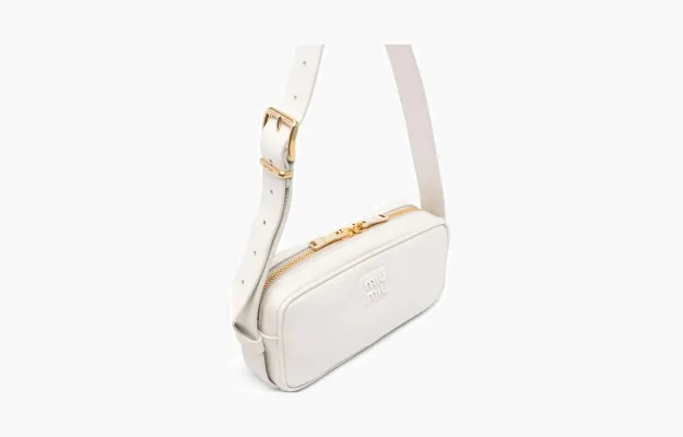 Сумки Miu Miu Logo-plated leather shoulder bag «White» 