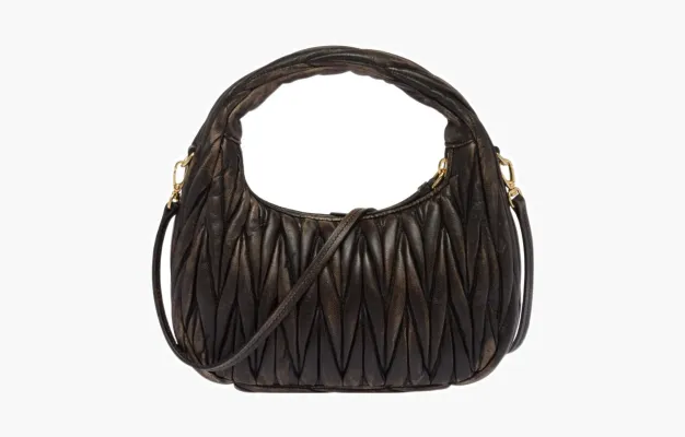 Сумки Miu Miu Wander matelassé nappa leather mini hobo bag «Brown» 